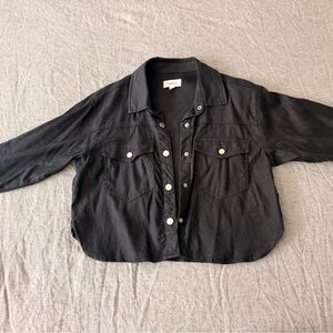 Evereve Frankie linen Black Button-Up Jacket